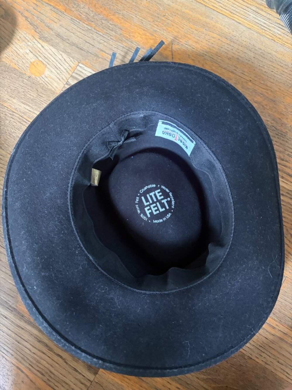 MinneTonka Wool Felt Hat Size Large Beaded Geometric Hat Band Black - Picture 8 of 9